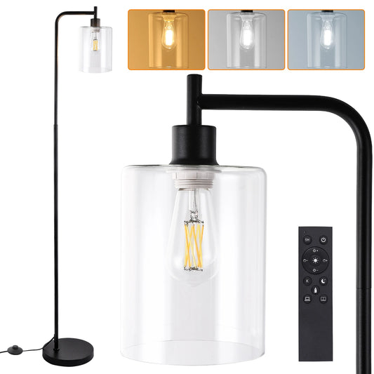 Gold Dimmable Floor Lamp with Remote Control & LED Bulb