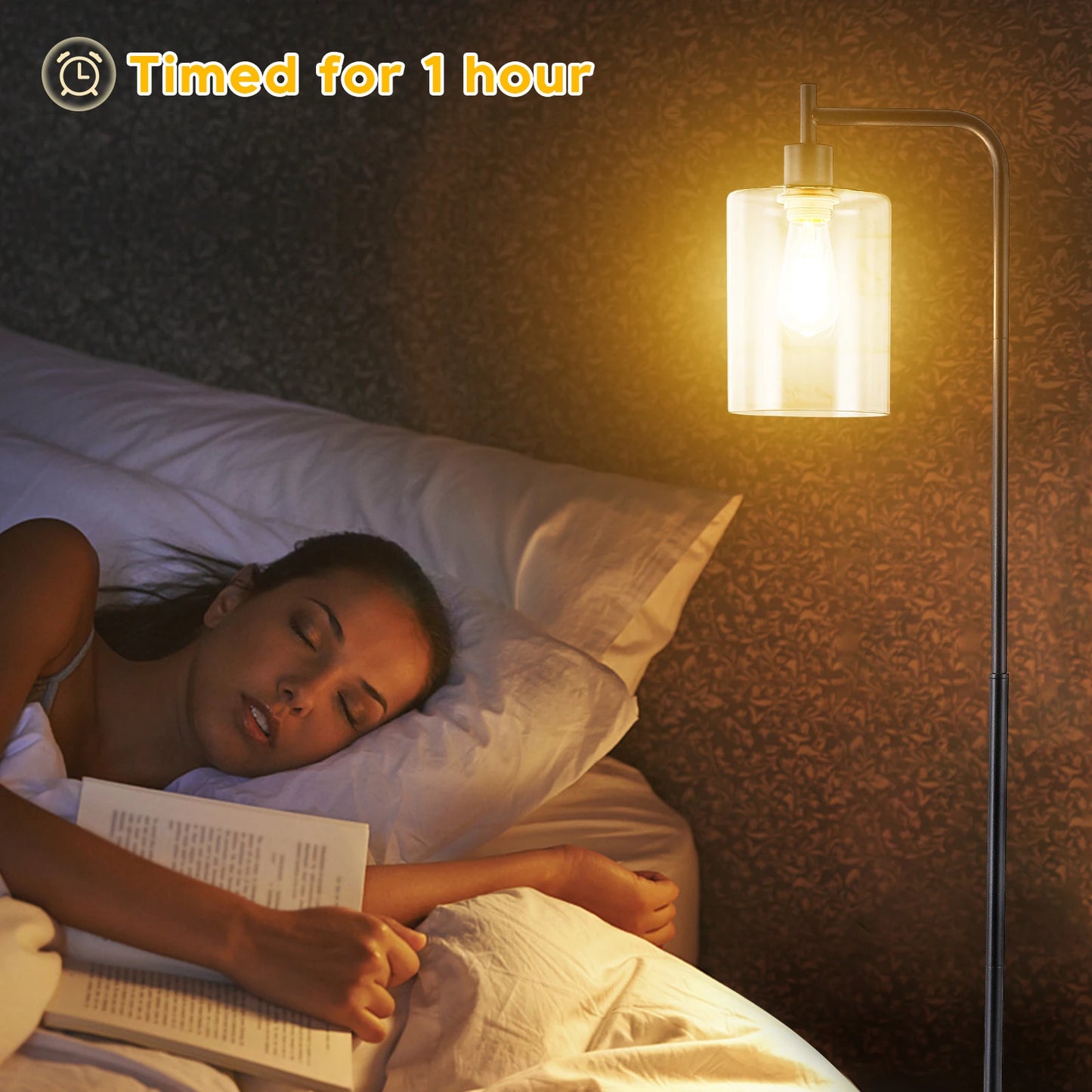 Gold Dimmable Floor Lamp with Remote Control & LED Bulb
