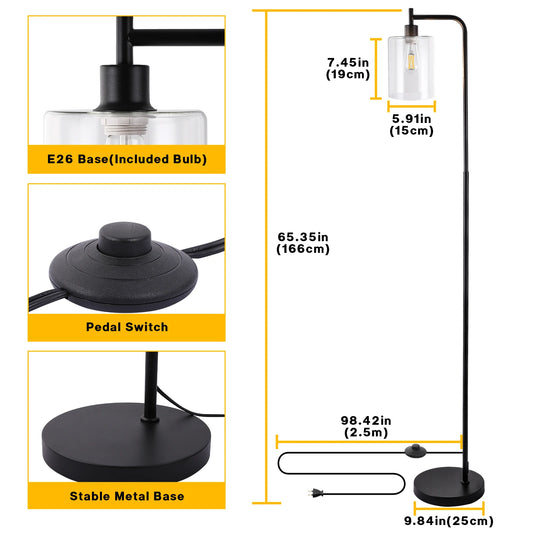 Gold Dimmable Floor Lamp with Remote Control & LED Bulb