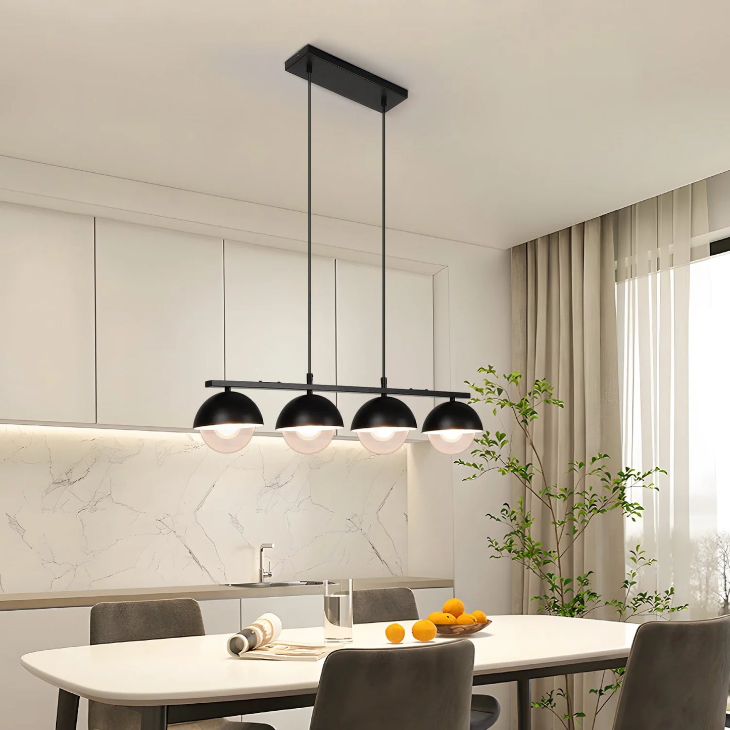 Modern Globe Pendant Light – 4-Light Adjustable Chandelier