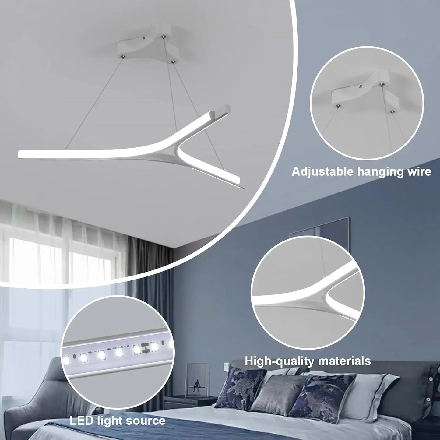 30W Modern Chandelier – Adjustable Ceiling Lamp