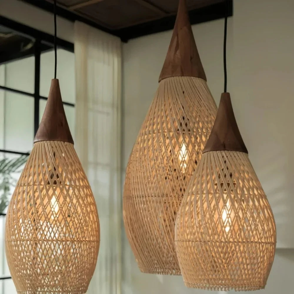 Natural Woven Rattan Ceiling Lamp