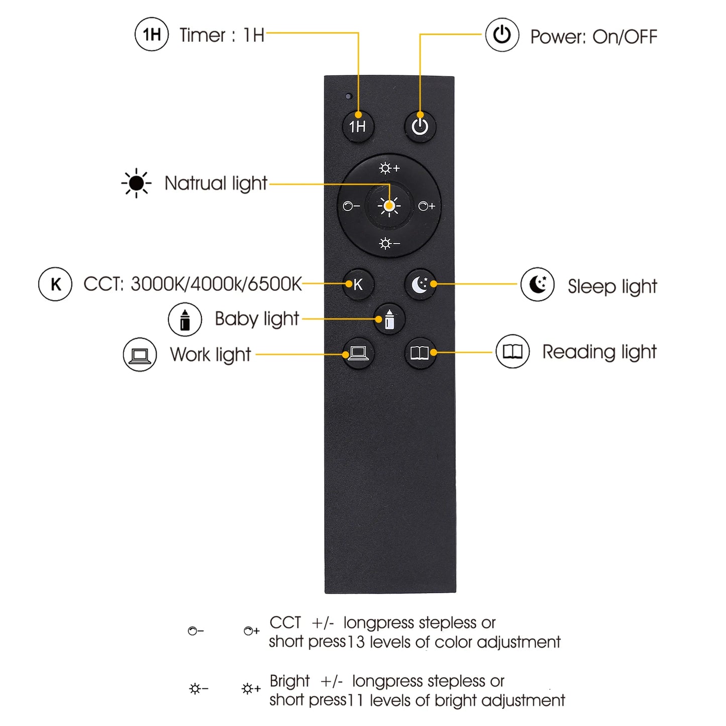 Gold Dimmable Floor Lamp with Remote Control & LED Bulb