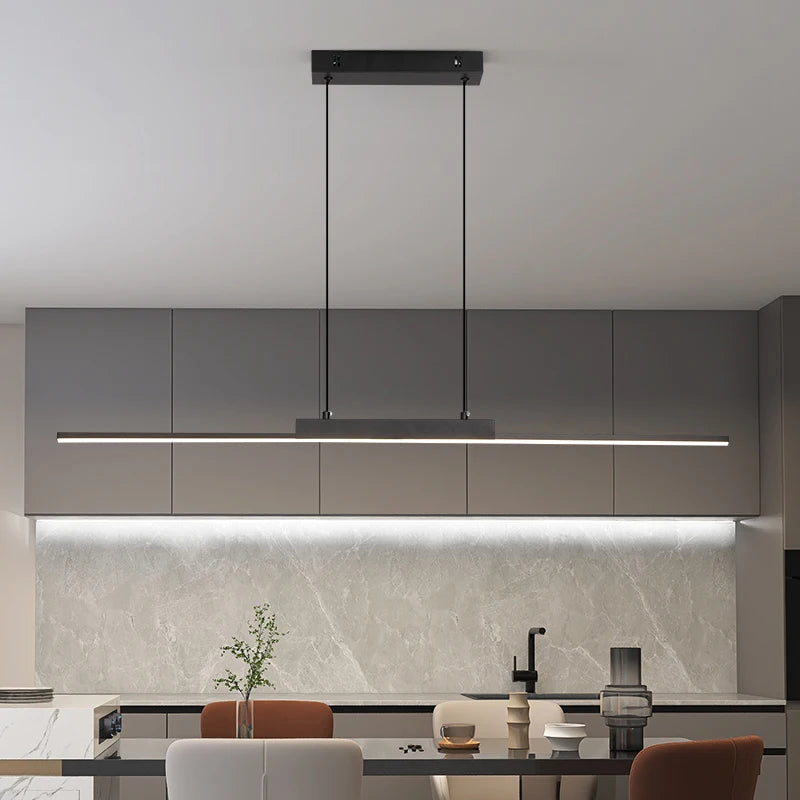 Minimalist Long LED Pendant Light for Dining Room & Kitchen