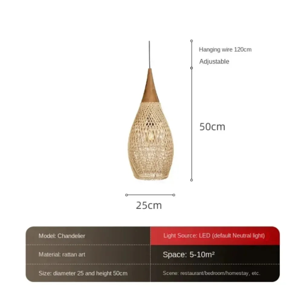 Natural Woven Rattan Ceiling Lamp
