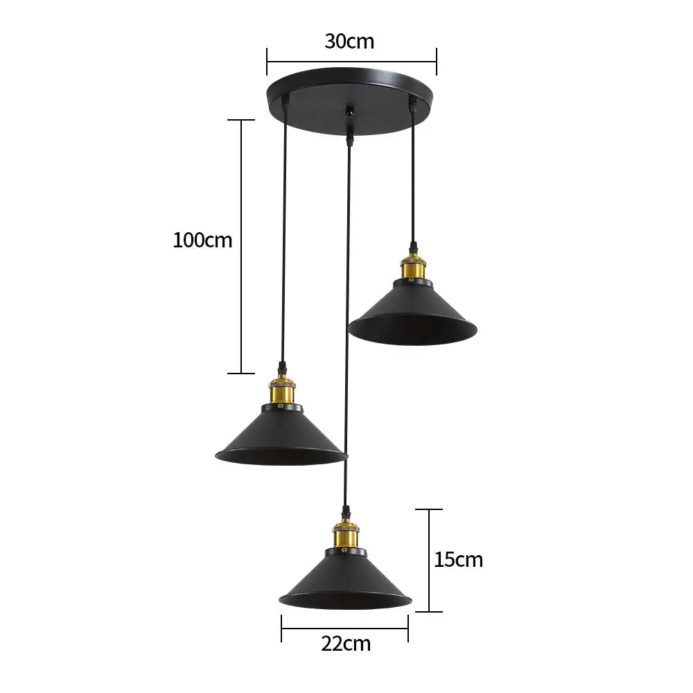 Industrial Edison 3-Light Iron Chandelier