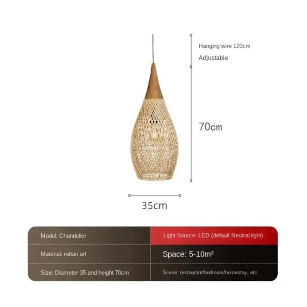 Natural Woven Rattan Ceiling Lamp