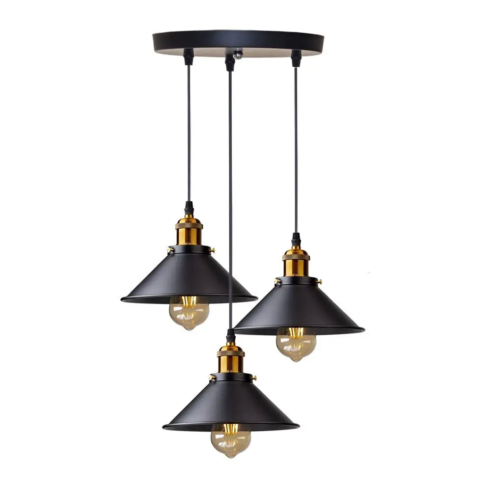 Industrial Edison 3-Light Iron Chandelier
