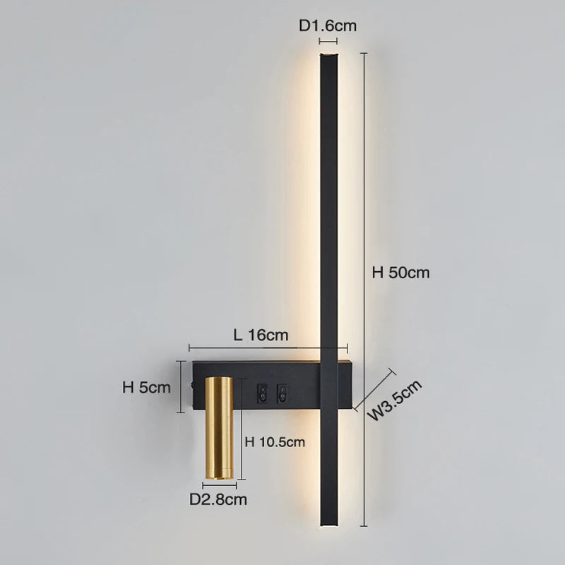 Modern Wall Sconce LED Aluminum for Bedroom or Living Room