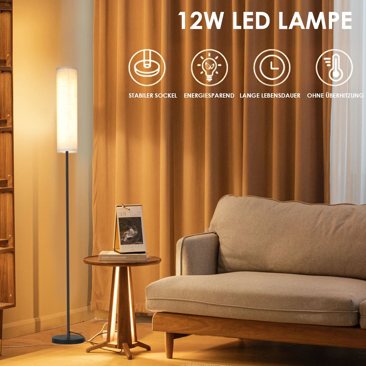 Modern Fabric Floor Lamp for Living Room & Bedroom
