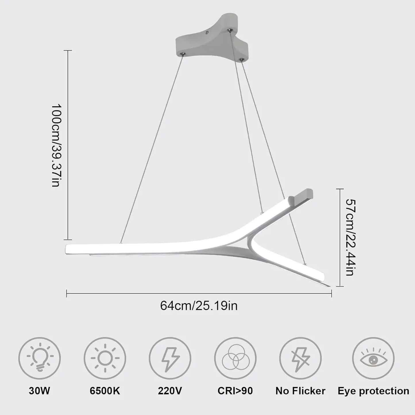 30W Modern Chandelier – Adjustable Ceiling Lamp