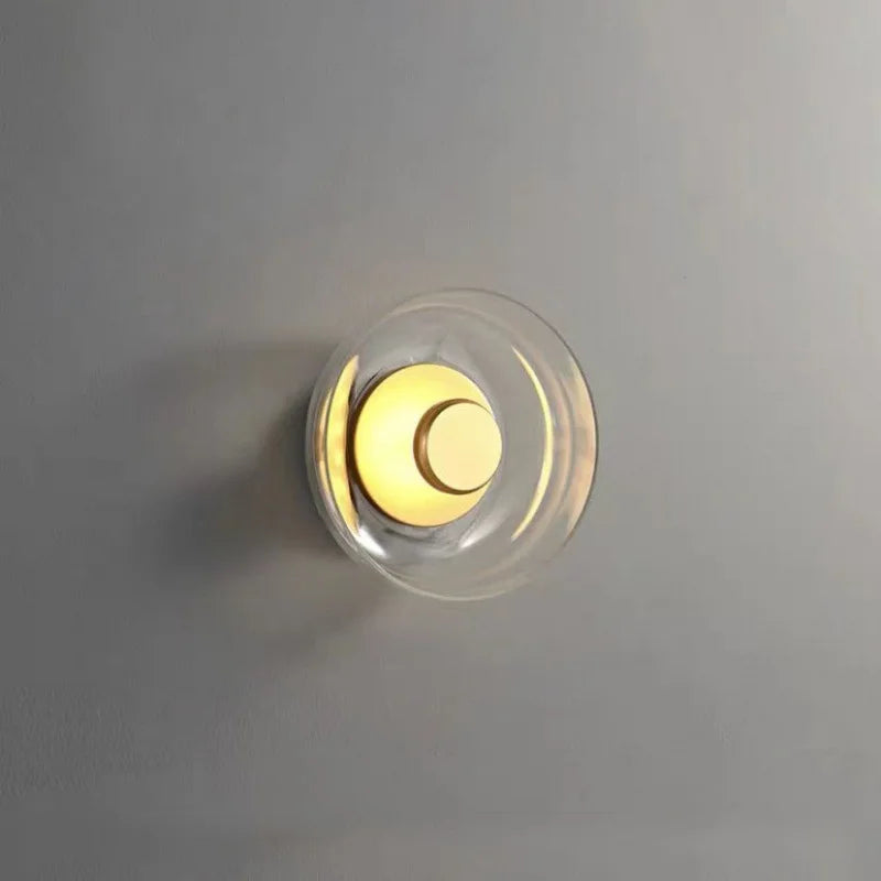 Modern Stained Glass Wall Light – Gold LED Sconce for Bedroom & Foyer