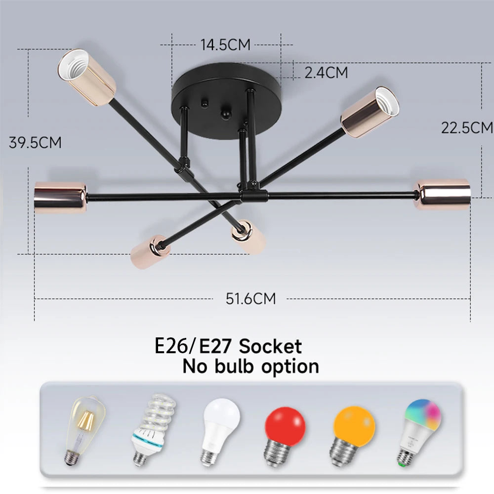 Modern Black/Gold Pendant Lamp Fixture