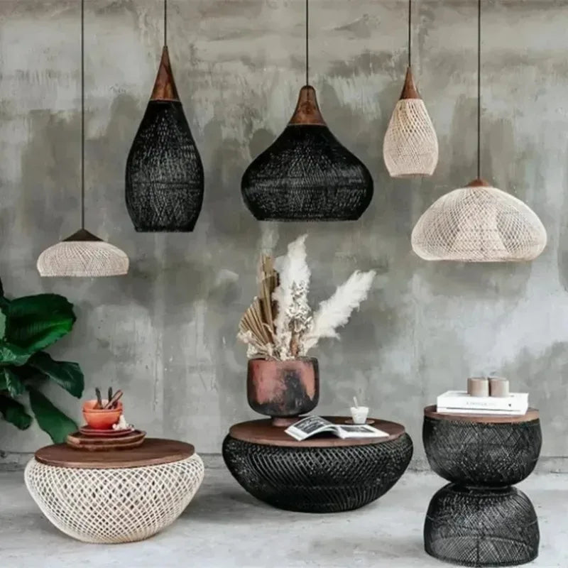 Natural Woven Rattan Ceiling Lamp