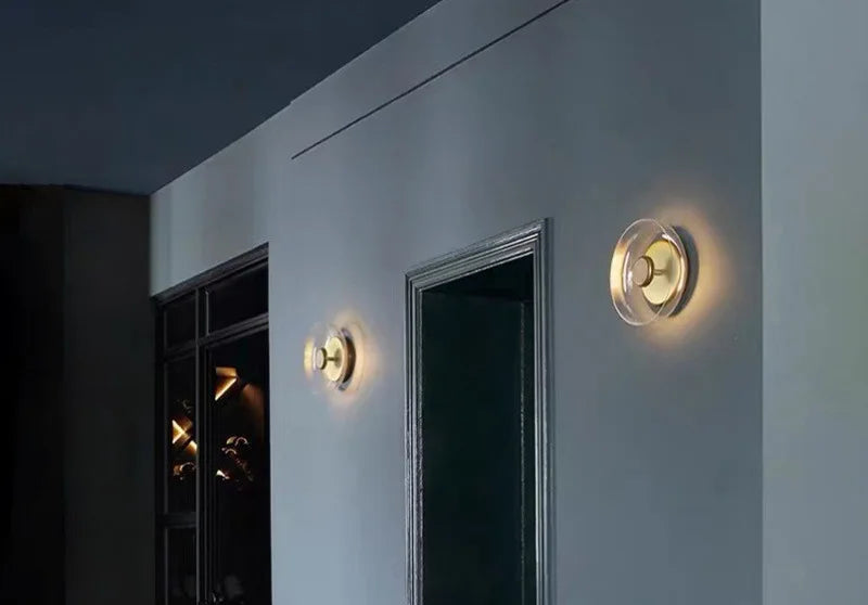 Modern Stained Glass Wall Light – Gold LED Sconce for Bedroom & Foyer