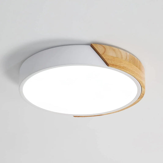 Modern LED Ceiling Light Wood Round 24