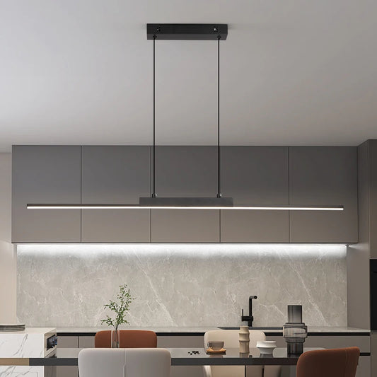 Minimalist Long LED Pendant Light for Dining Room & Kitchen