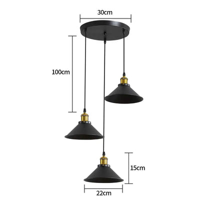 Industrial Edison 3-Light Iron Chandelier