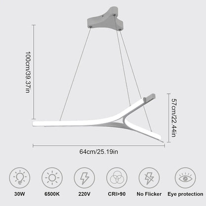 30W Modern Chandelier – Adjustable Ceiling Lamp
