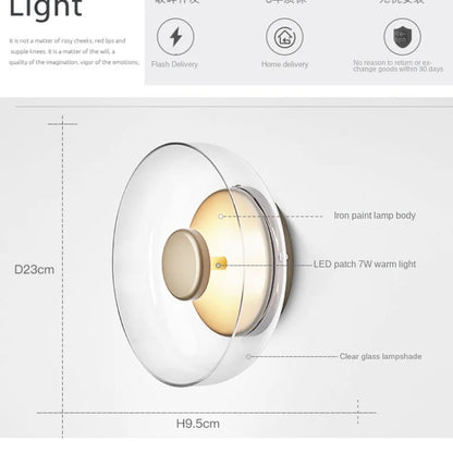 Modern Stained Glass Wall Light – Gold LED Sconce for Bedroom & Foyer